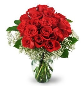 25 adet kırmızı gül cam vazoda  Kahramanmaraş 14 şubat sevgililer günü çiçek 